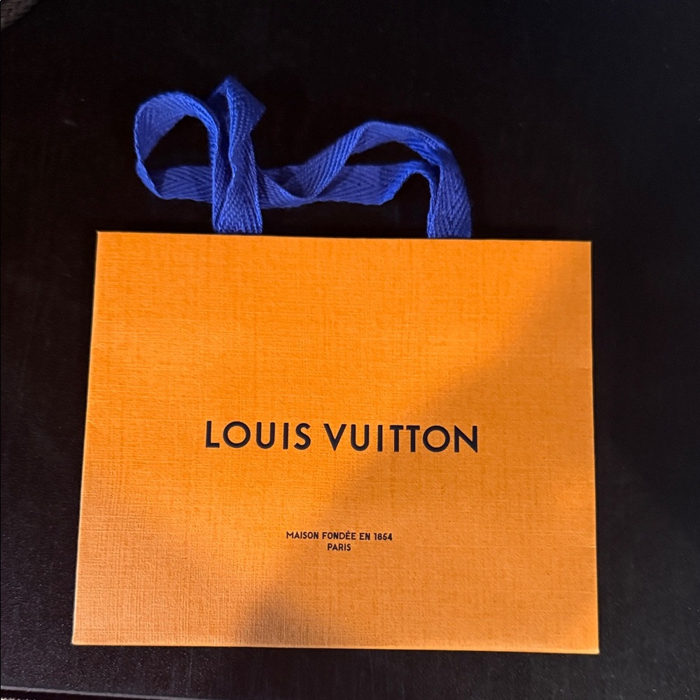 Louis Vuitton Bright Orange Bag with Blue Handles mini